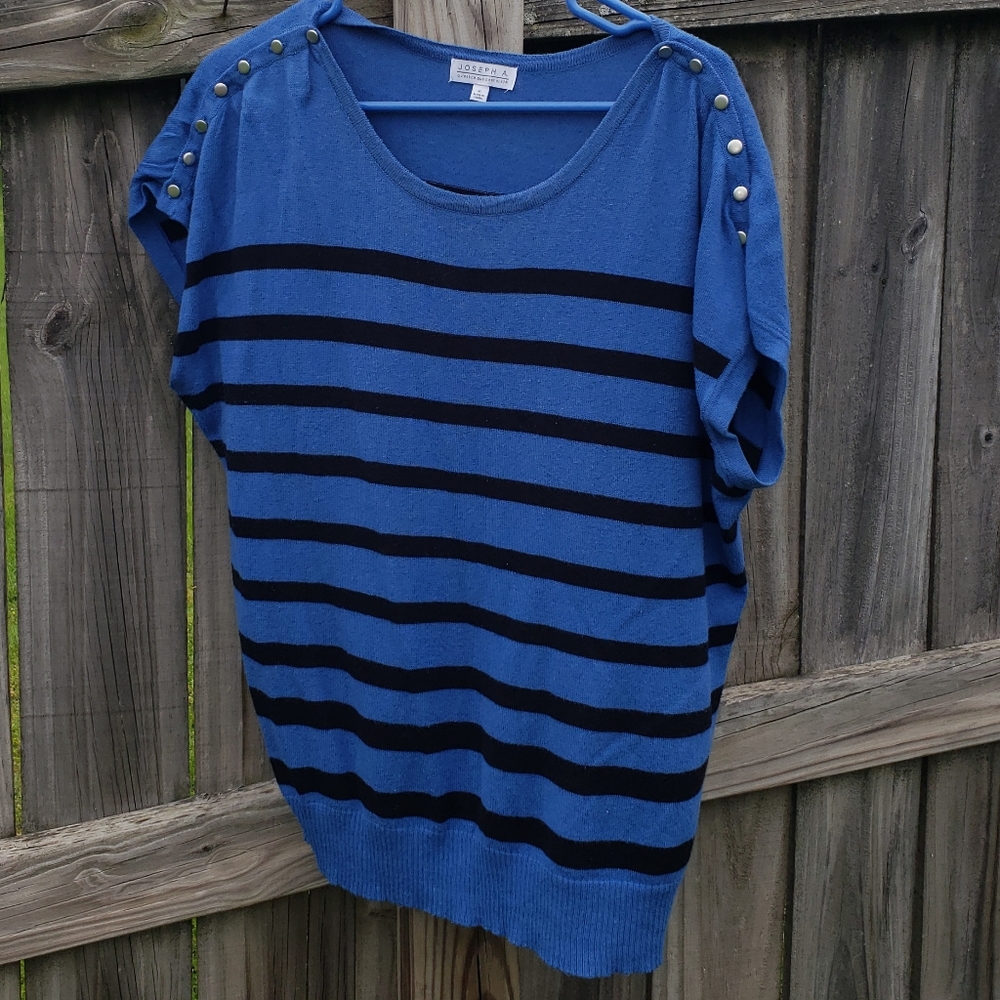 Royal Blue and black stripped knit shirt